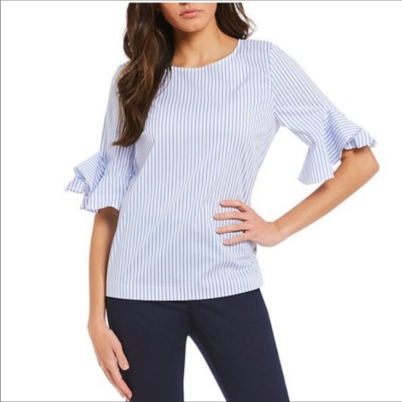 calvin klein ruffle sleeve top